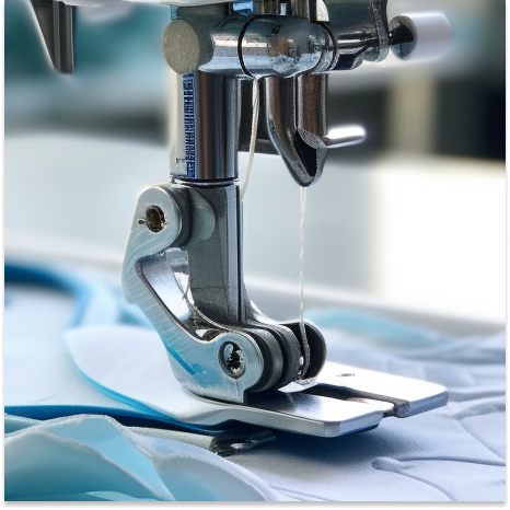 Pfaff ambition 610 sewing machine in white and dark blue on a white background. 