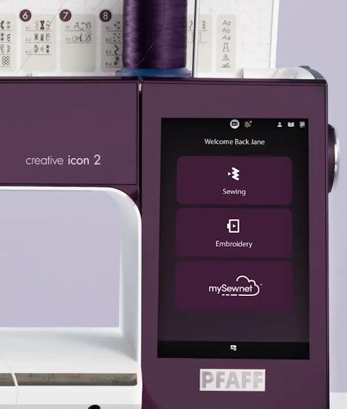 Pfaff Creative Icon 2 Sewing & Embroidery Machine in Mulberry at Sew Centre