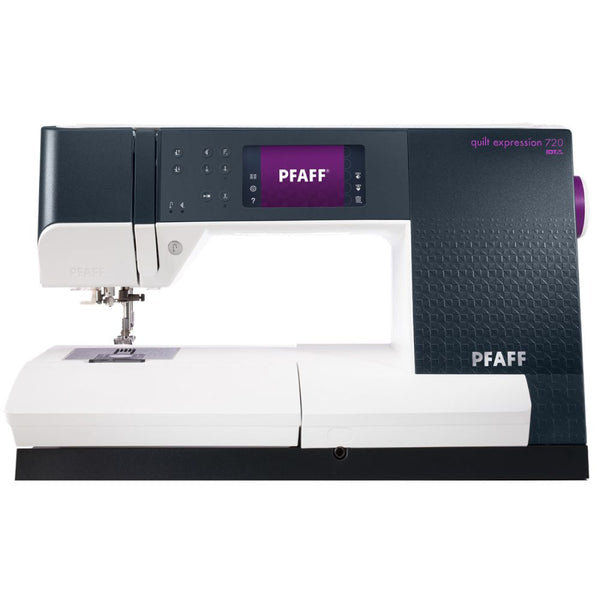 Front view of a Pfaff quilt expression 720 on a white background.