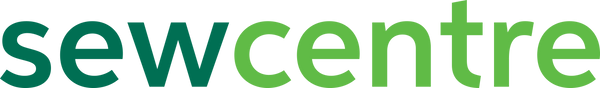 sew centre logo in dark green and light green.