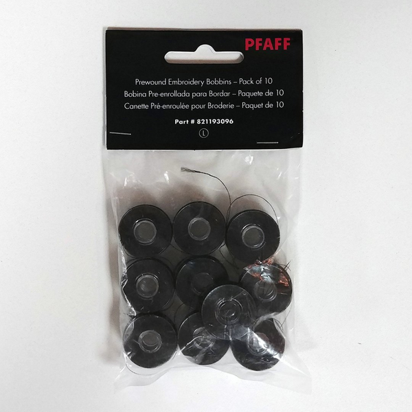 Pfaff Pre-Wound Bobbins Black Pack of 10 (For Icon)