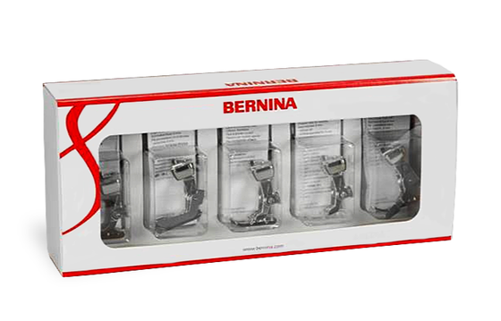 Bernina presser foot set D in a cardboard Bernina box.